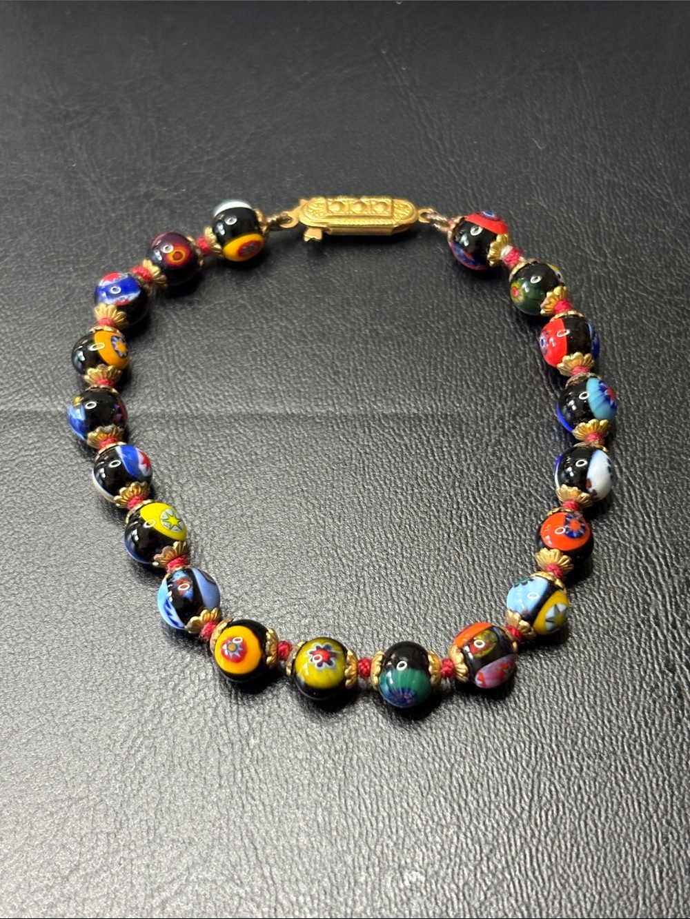 Vintage Glass Millefiori Beads Bracelet